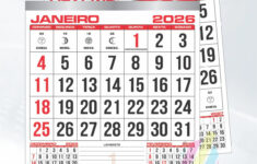 Arquivo Digital Bloco Calendário 2026 Para Impressão | Elo7 | Calendario 2026 com feriados Goiania