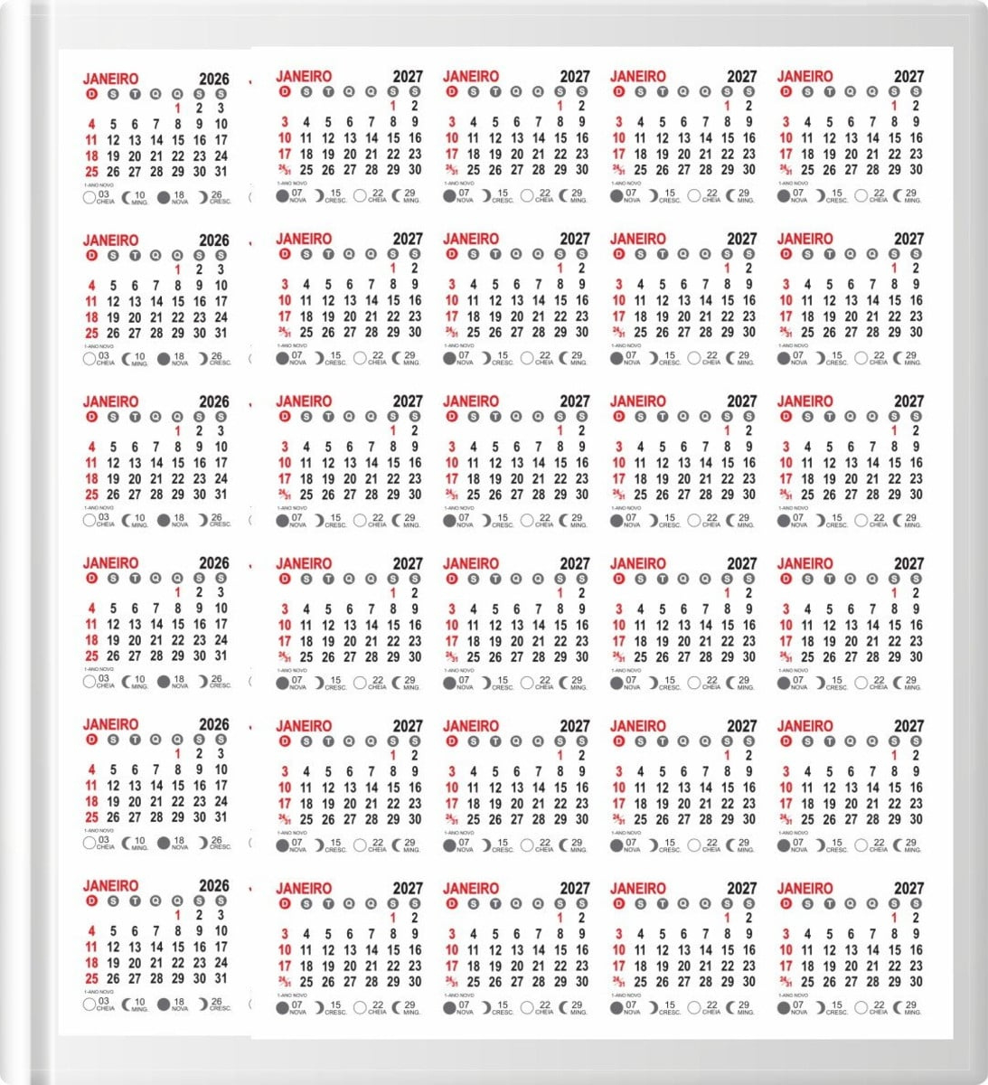 Arquivo Digital Bloco Calendário Imã De Geladeira 2026, 2027 | Calendario de geladeira 2026 para imprimir