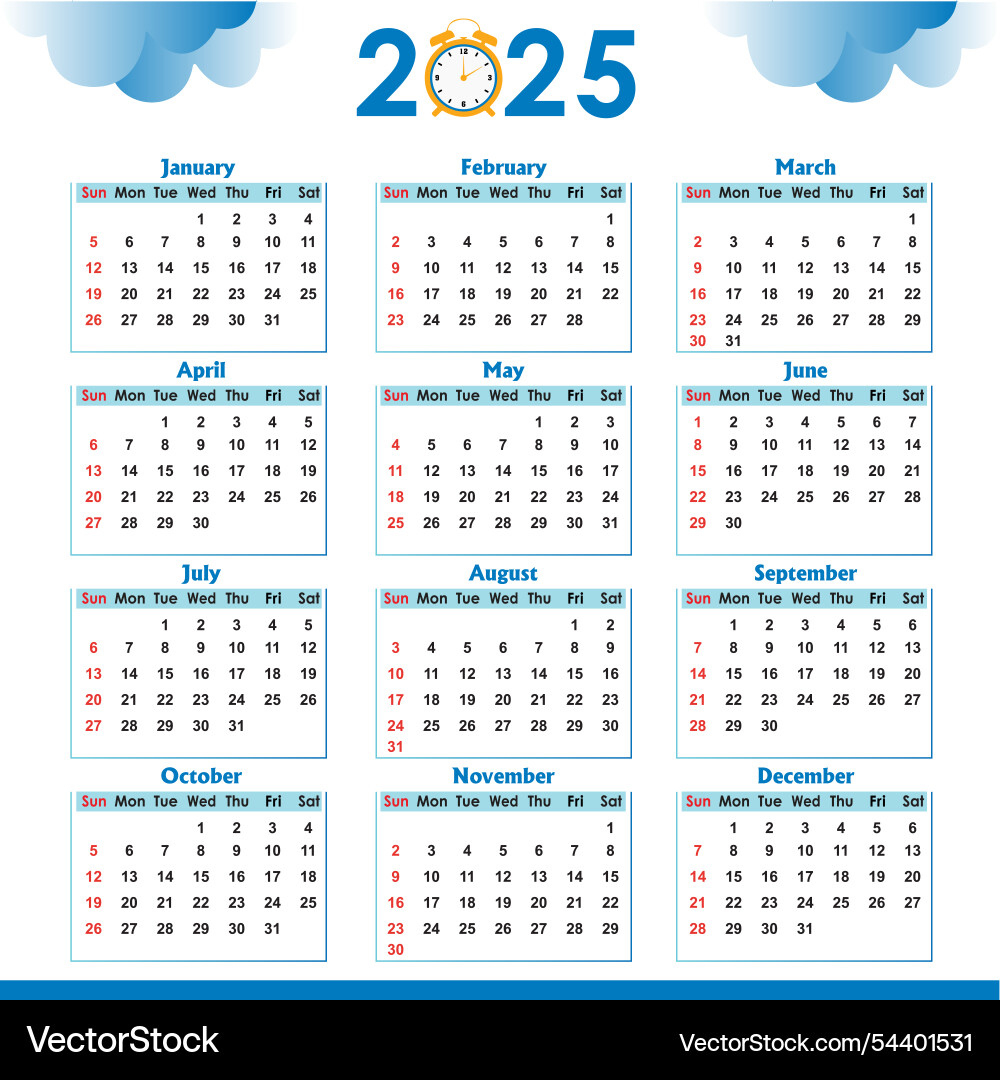 Calendar 2025 Free Download – Kostenloser Vektor | Vectorstock | Calendário 2025 Download