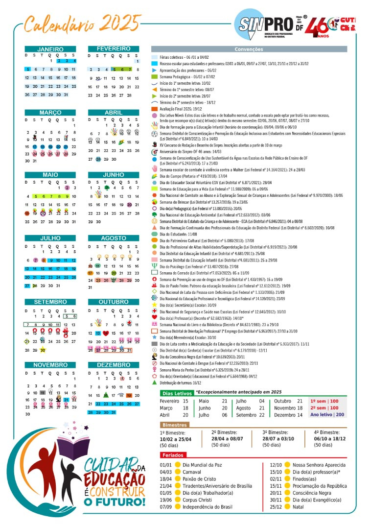 Calendário 2025 Do Sinpro Já Está Disponível Para Toda A Categoria | Calendário Pedagogico de 2025