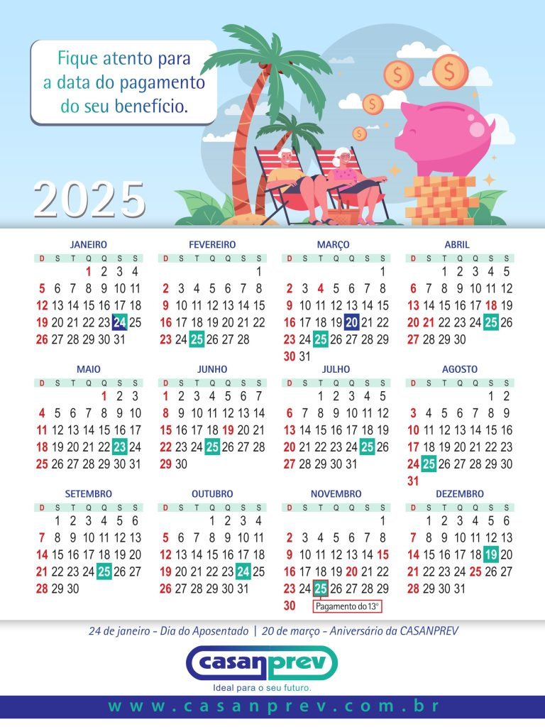 Calendário 2025: Pagamento Em Dia É Compromisso - Casanprev | Calendário Dos Aposentados mês de Fevereiro 2025