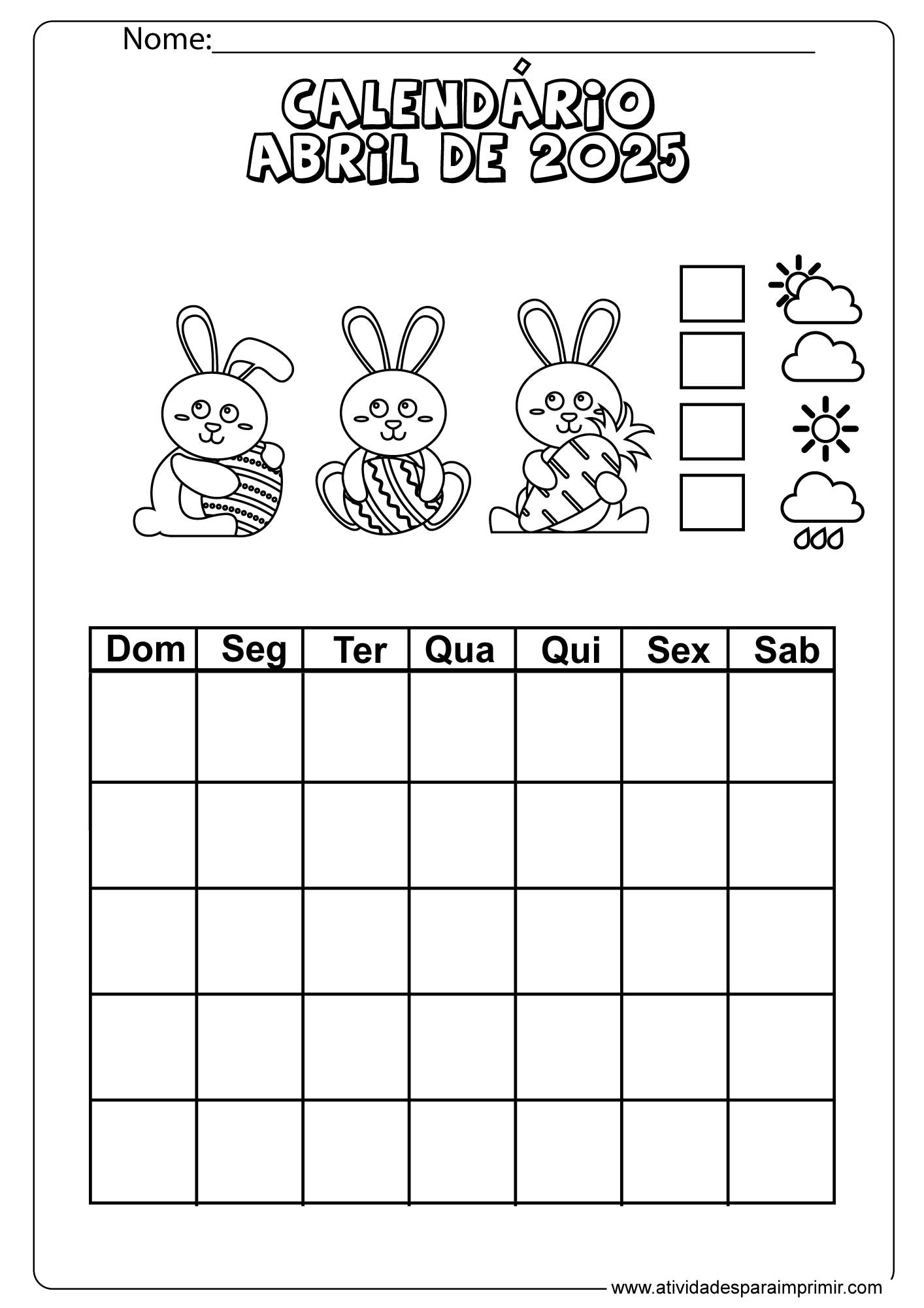 Calendário 2025 Para Imprimir E Colorir | Calendário De Fevereiro De 2025 Para Colorir