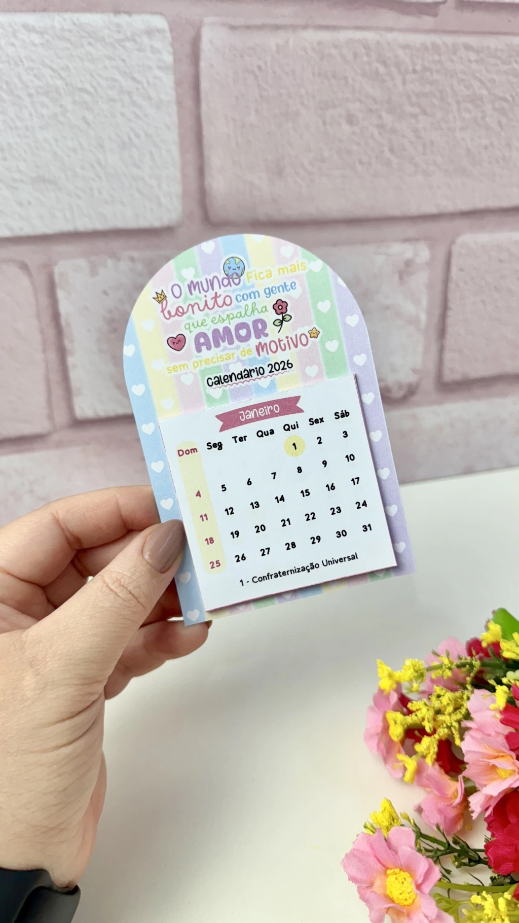 Calendário 2026 Fofo Digital Pdf E Png Para Mesa, Parede E Geladeira | Calendario de geladeira 2026 para imprimir