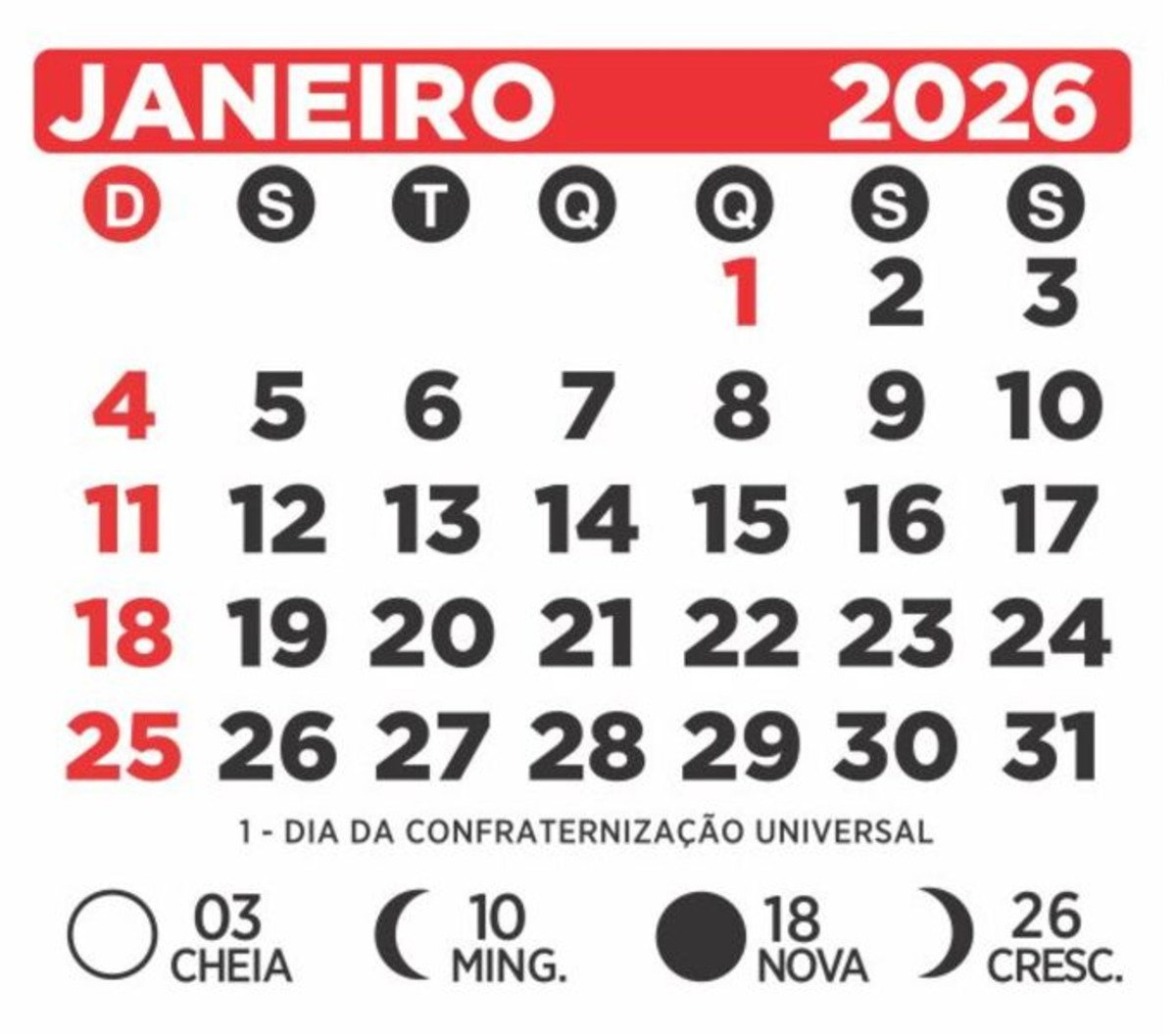 Calendário 2026 Para Imprimir Com Feriados A0 Até A6 Em Pdf | Calendario de geladeira 2026 para imprimir