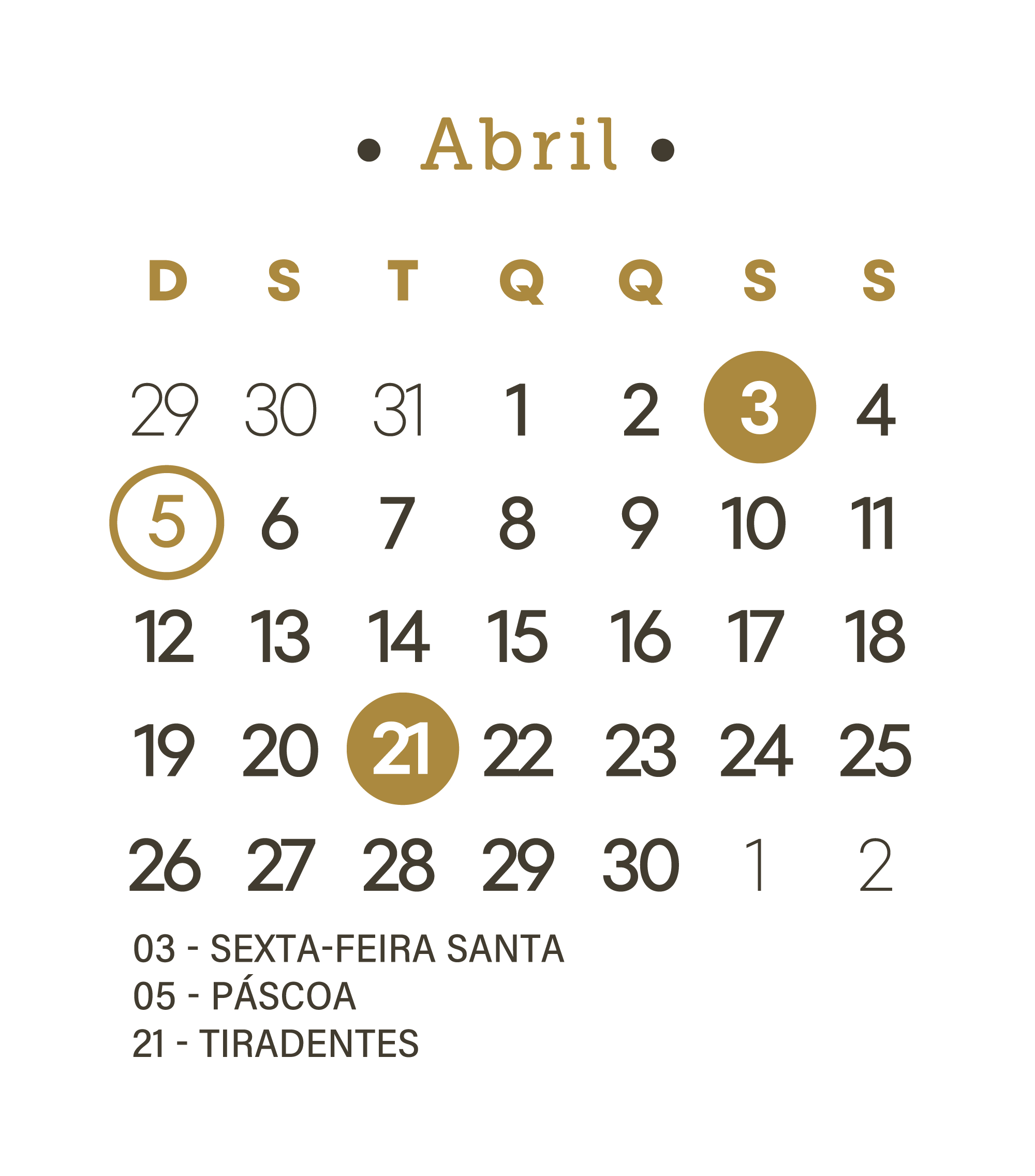 Calendario Abril 2026 - Fazendo A Nossa Festa | Calendario De Abril De 2026 Com Feriados