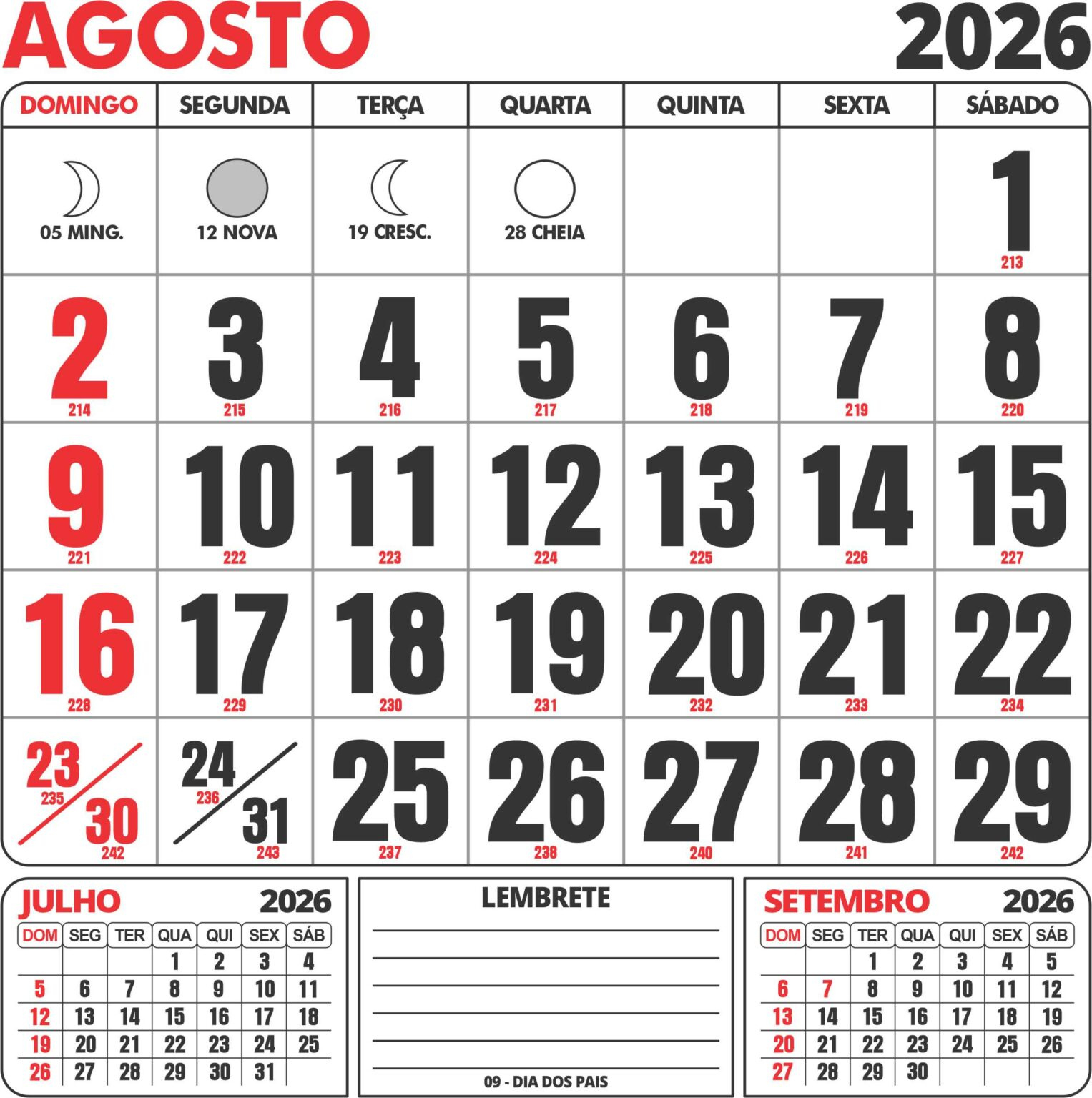 Calendário Agosto 2026 Com Feriados - Imagem Legal | Calendario de agosto 2026