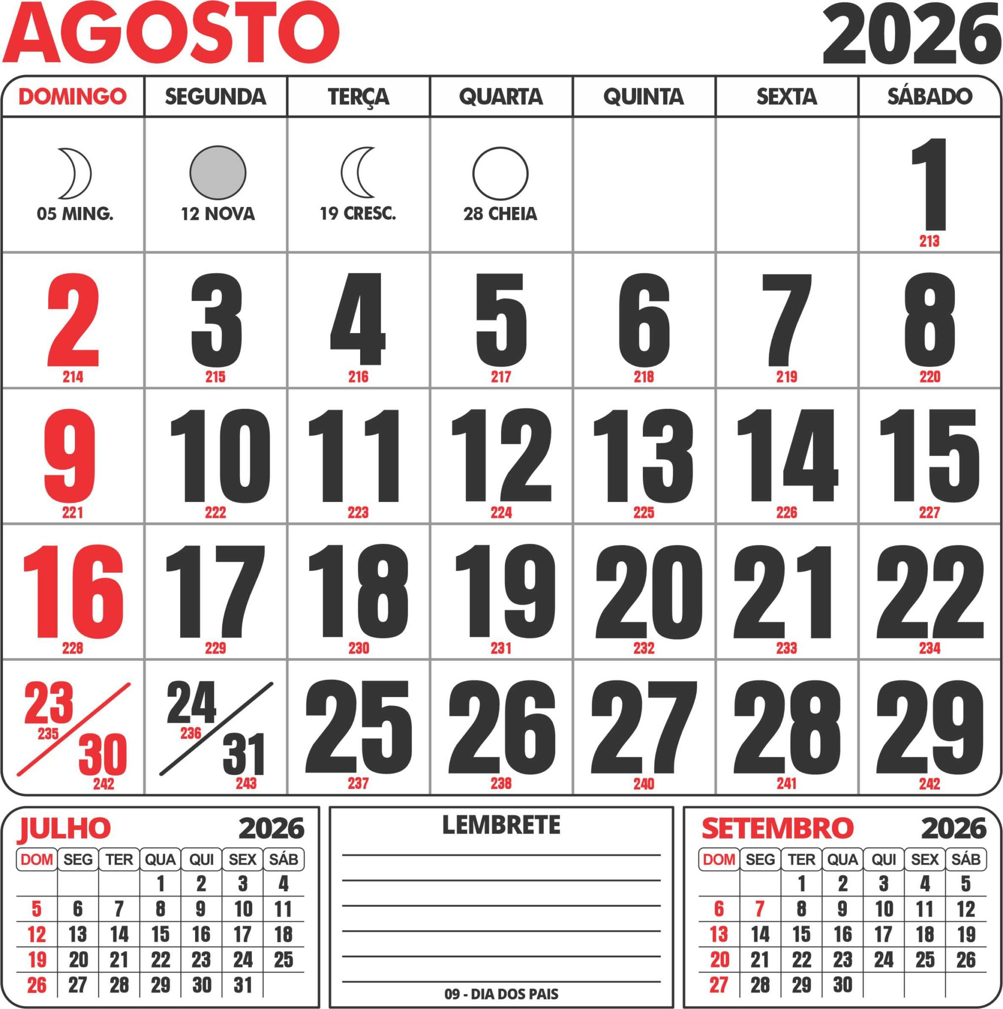 Calendário Agosto 2026 Com Feriados - Imagem Legal | Calendario Mes De Agosto 2026