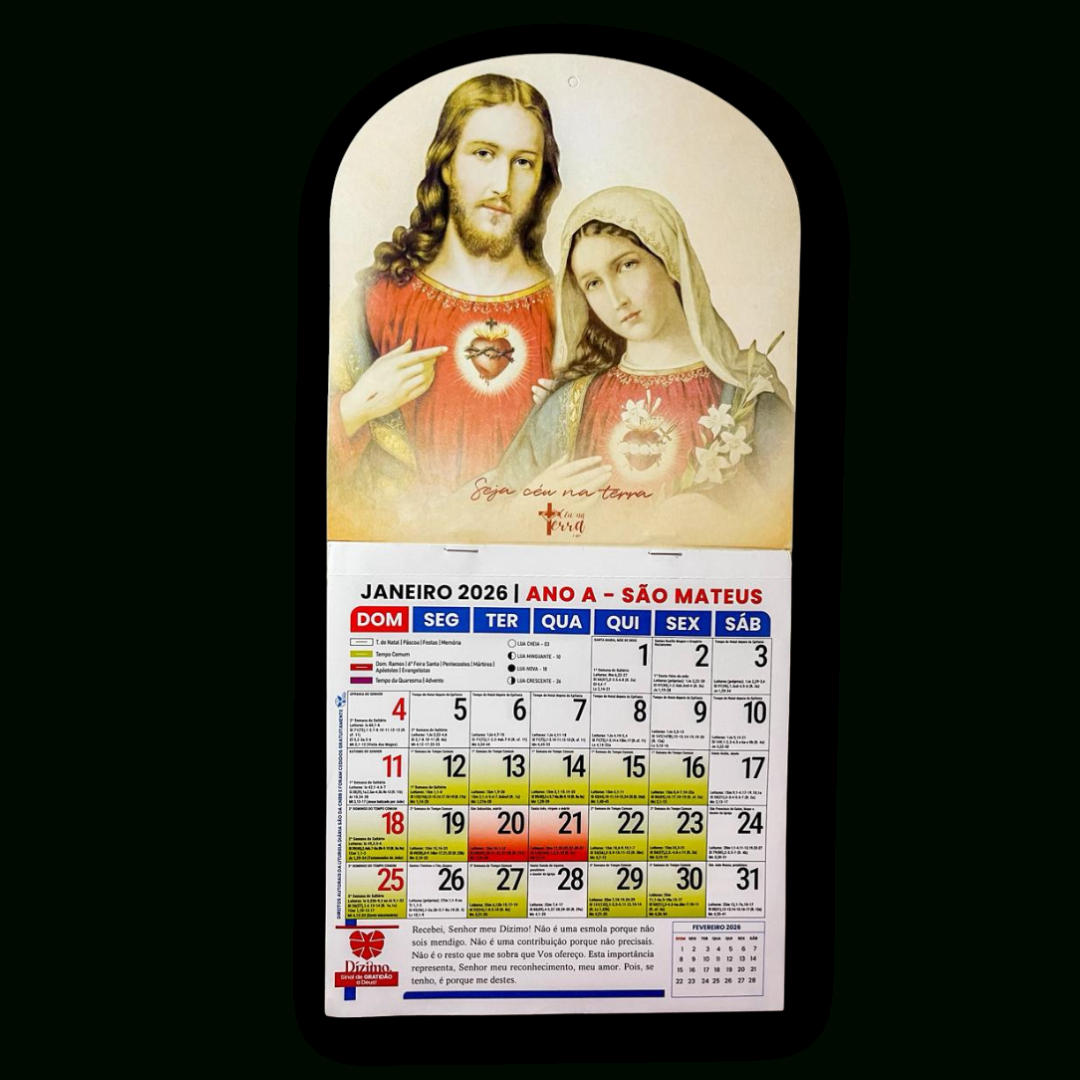 Calendário Católico 2025 Céu Na Terra - Céu Na Terra | Calendario Sagrado Coracao De Jesus 2026
