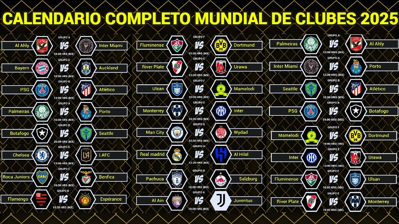 Calendario Completo Del Mundial De Clubes 2025 | Calendario Do Mundial De Clubes 2026