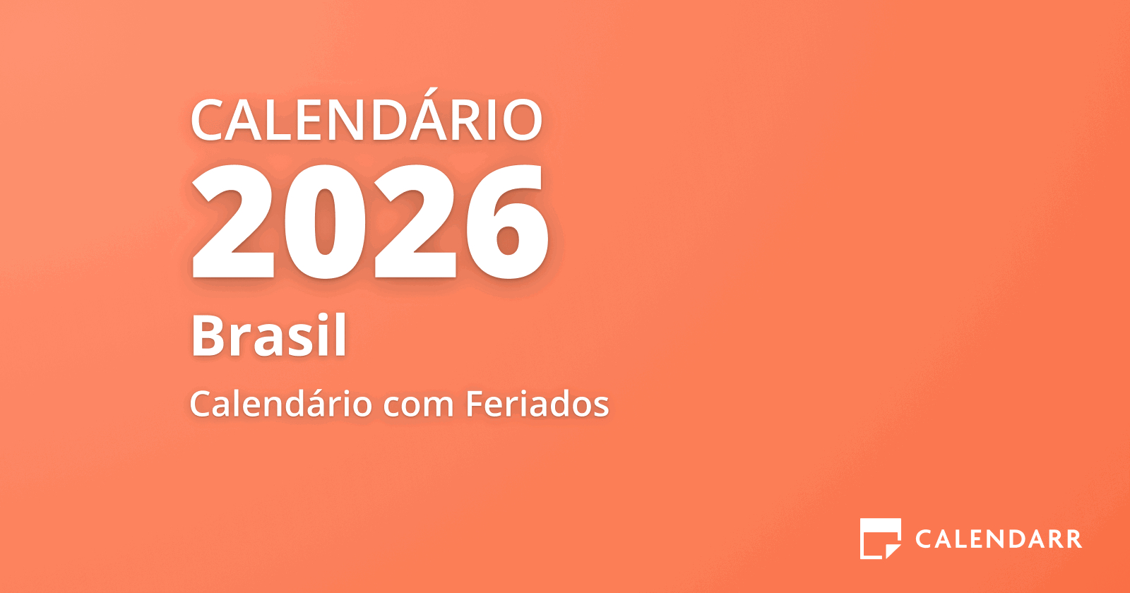 Calendário De Feriados 2026 - Calendarr | Calendario feriados 2026 Recife