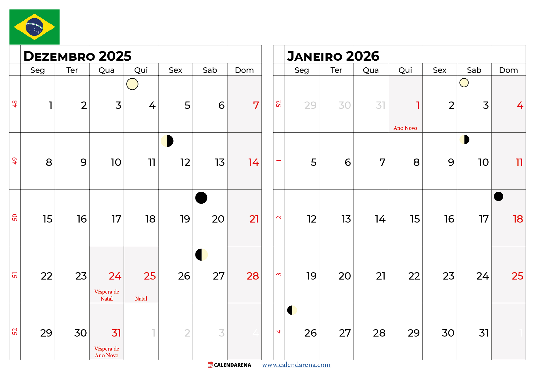 Calendário Dezembro 2025 Brasil: Guia Completo E Gratuito | Calendario Dezembro E Janeiro 2026