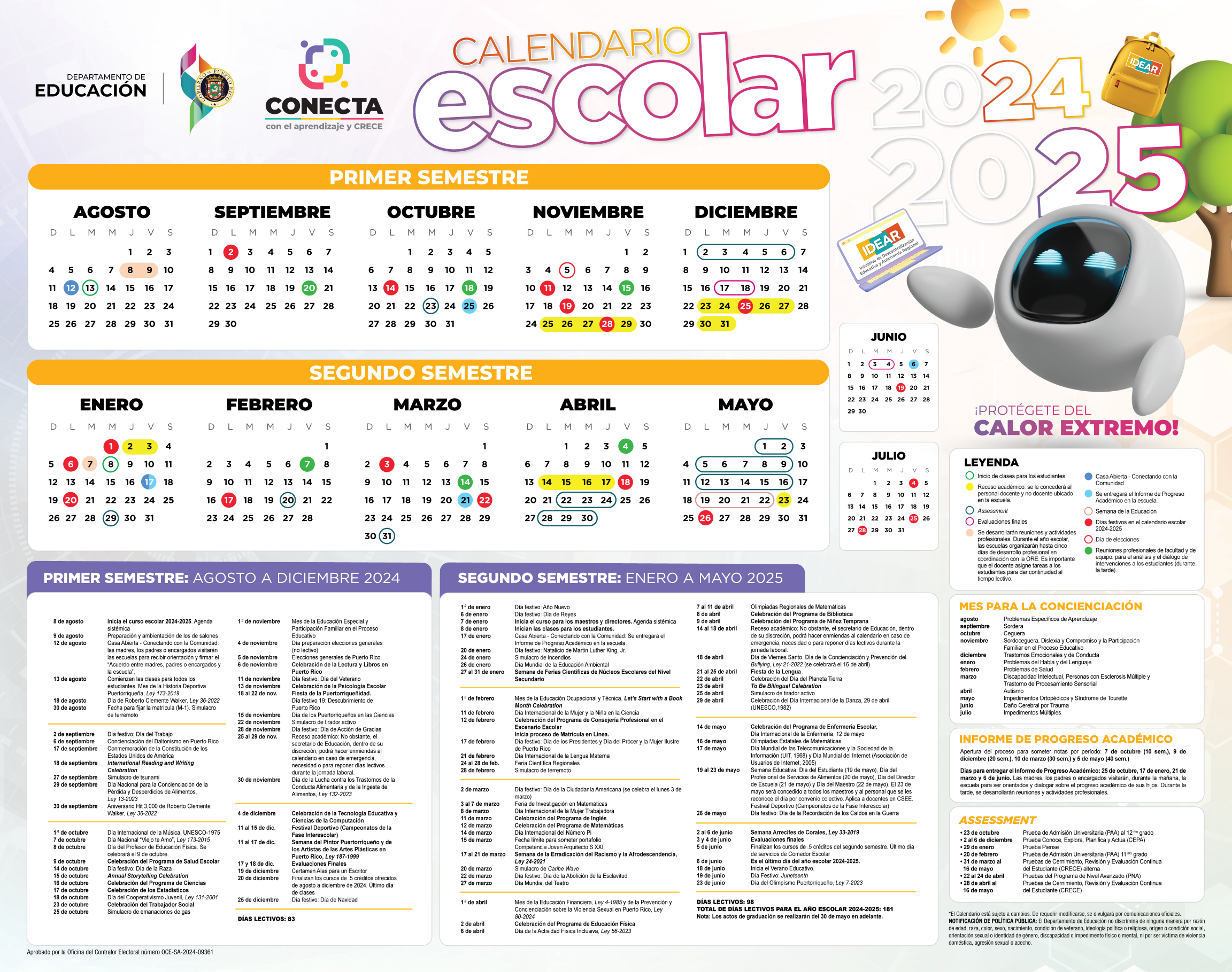 Calendario Escolar 2024-2025 | Calendario escolar 2026 PR