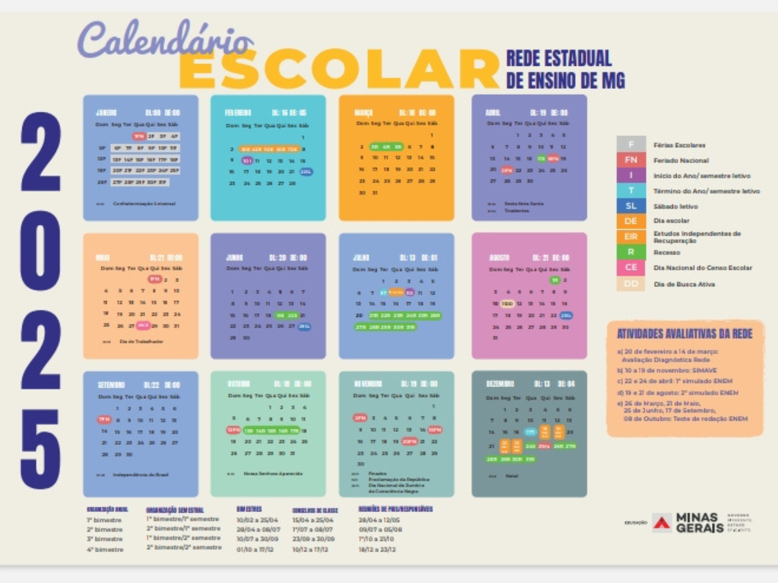 Calendário Escolar 2025 Es | Calendário 2025 | Calendário Escolar 2025 Mg