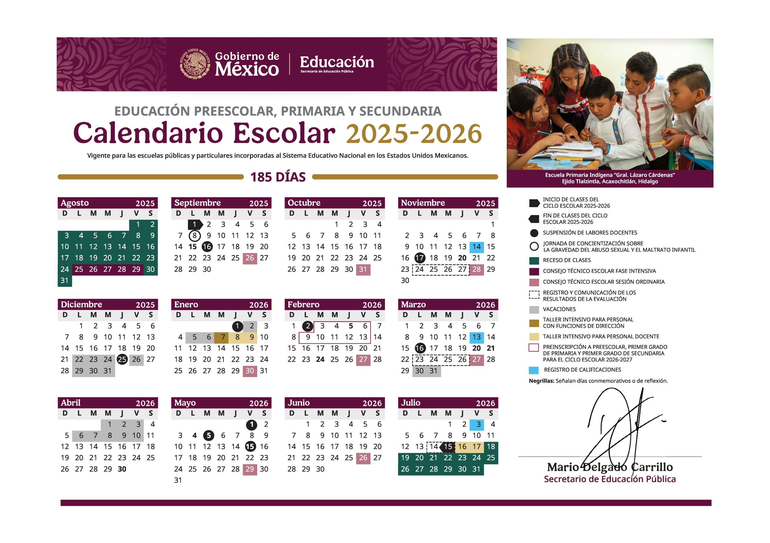 Calendario Escolar - Apprende | Calendario escolar de 2026