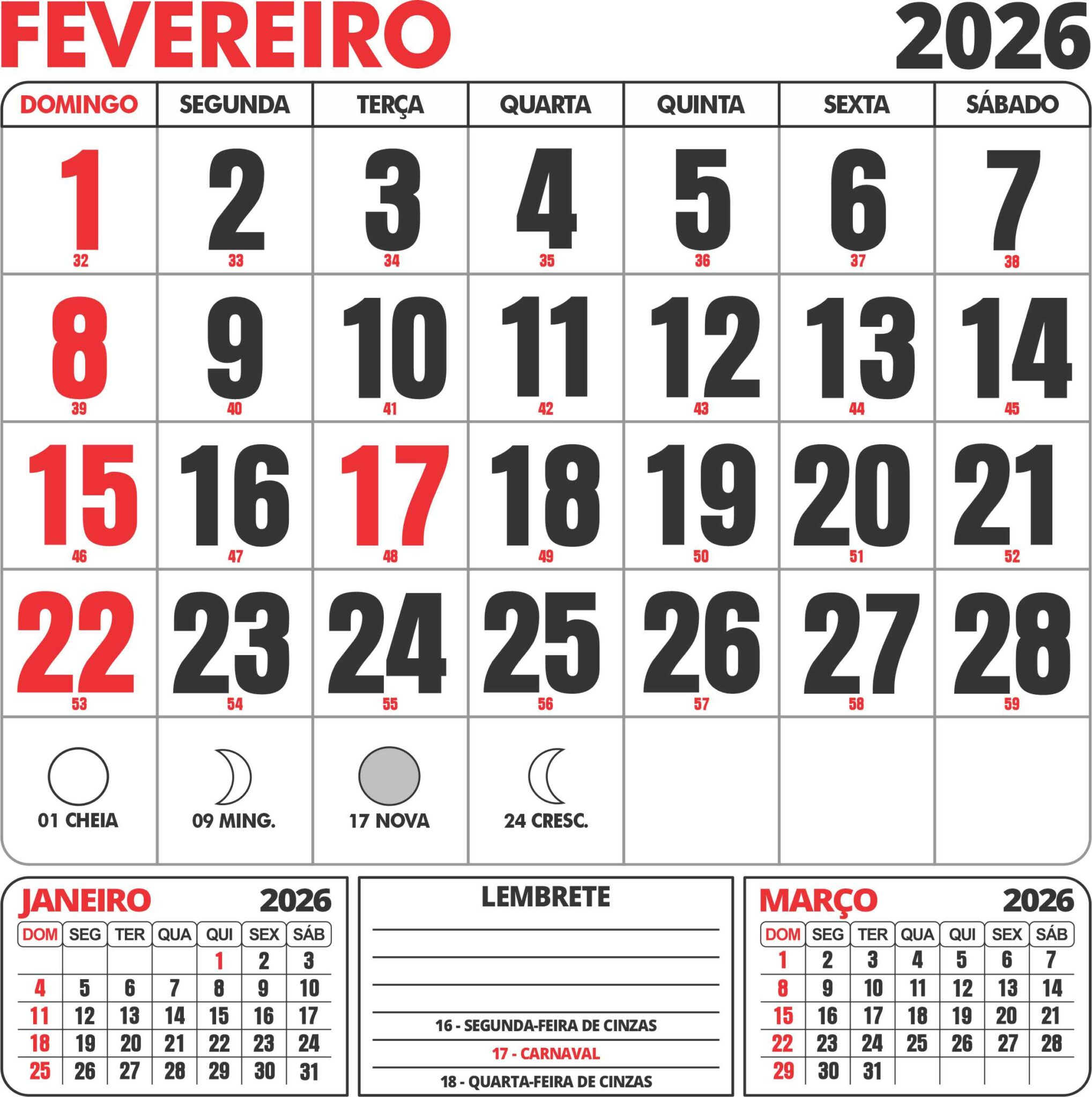 Calendário Fevereiro 2026 Com Feriados - Imagem Legal | Calendario Do Mes De Fevereiro E Marco 2026