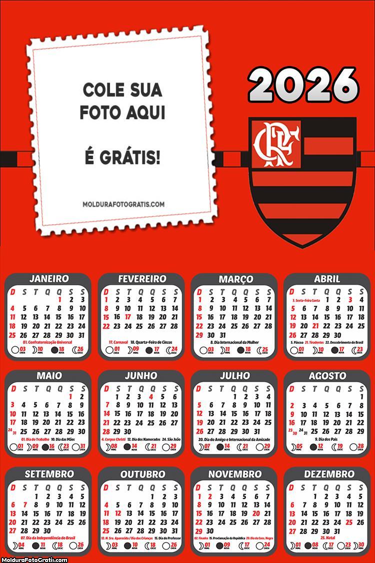 Calendário Flamengo Libertadores 2026 | Foto Molduras | Calendario do Flamengo 2026