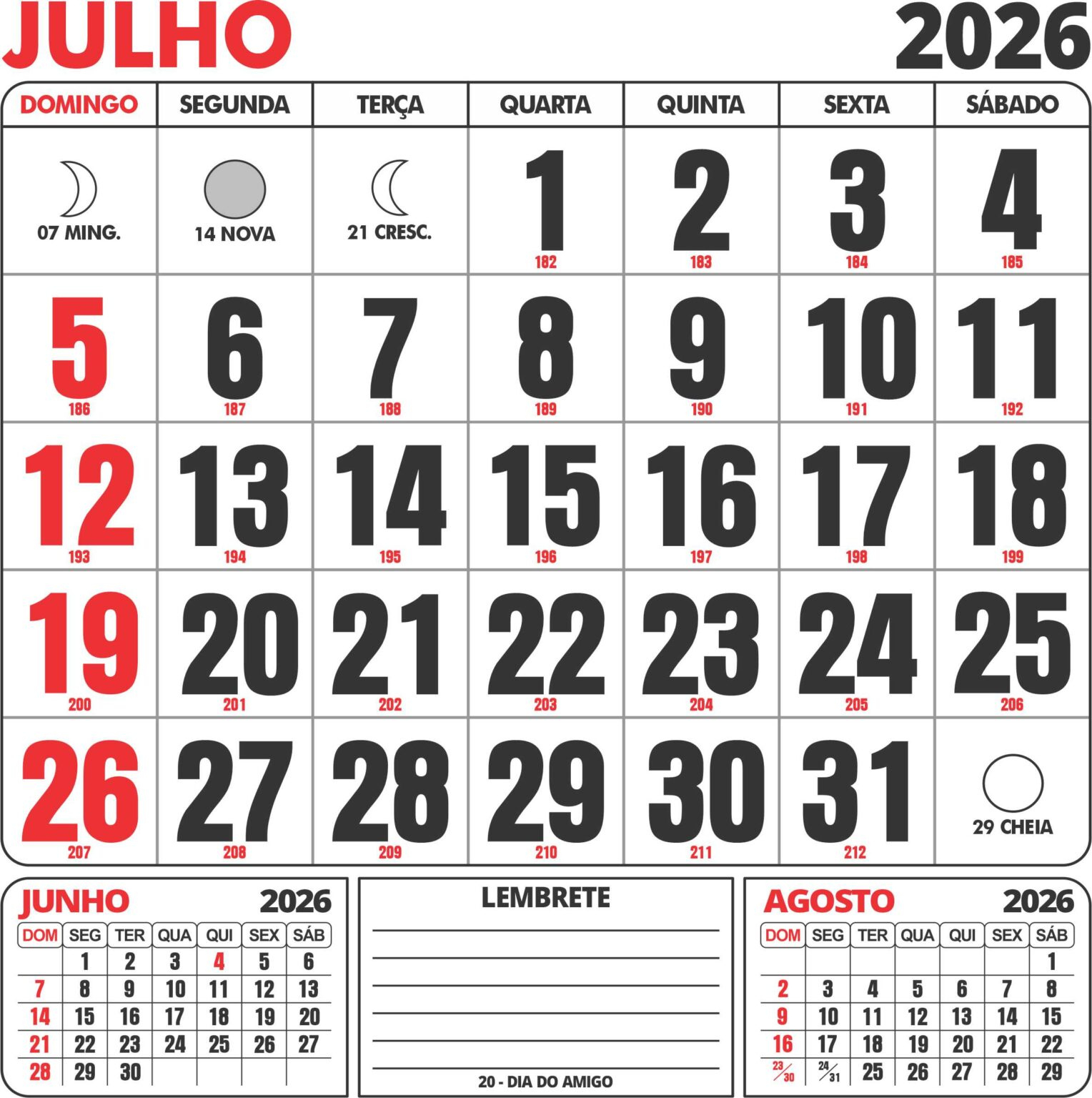 Calendário Julho 2026 Com Feriados 1 - Imagem Legal | Calendario Do Mes De Julho 2026