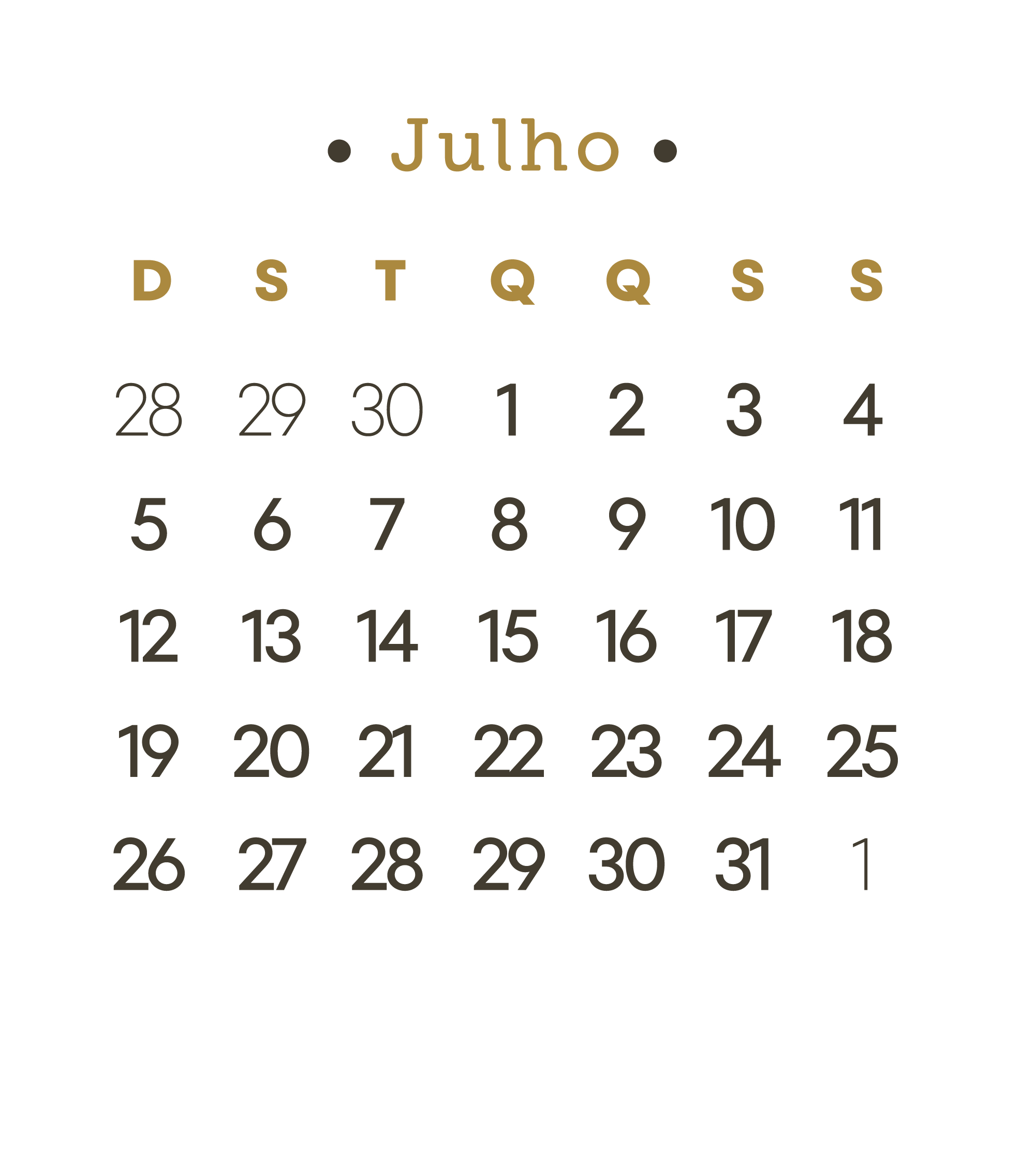 Calendario Julho 2026 - Fazendo A Nossa Festa | Calendario De Julho De 2026