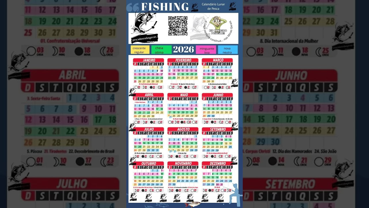 Calendário Lunar Pesca 2026 #Pescadoresdasgerais - Youtube | Calendario De Pesca 2026