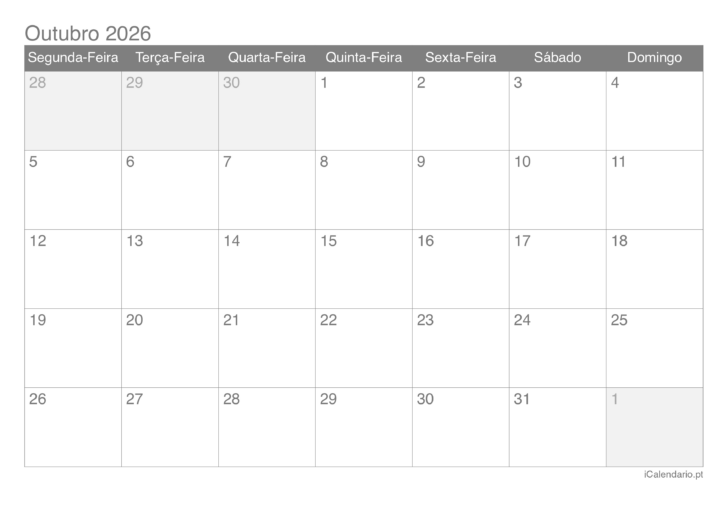 12 de outubro de 2026 calendario
