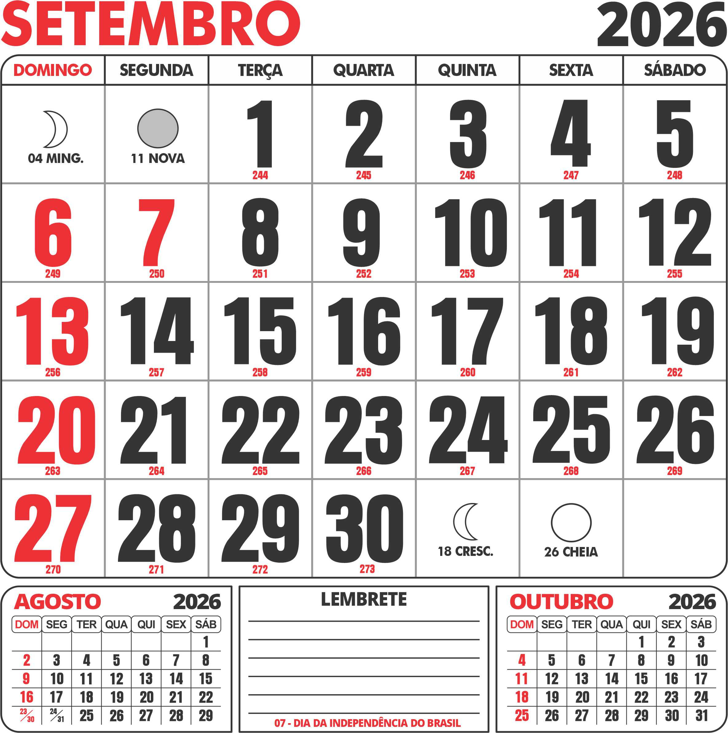 Calendário Setembro 2026 Com Feriados - Imagem Legal | Calendario Do Mes De Setembro 2026
