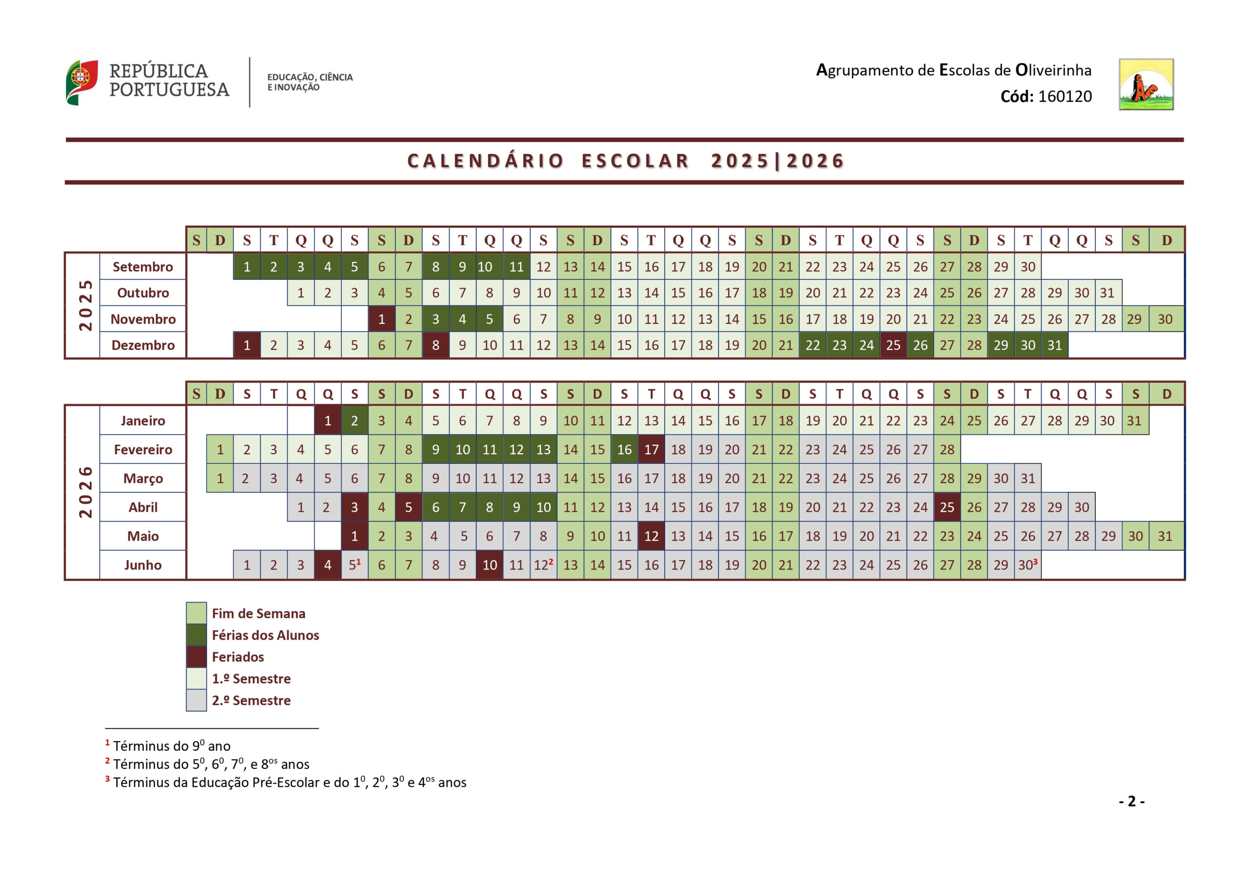 Course: Calendário Escolar | Calendario escolar 2026 Portugal