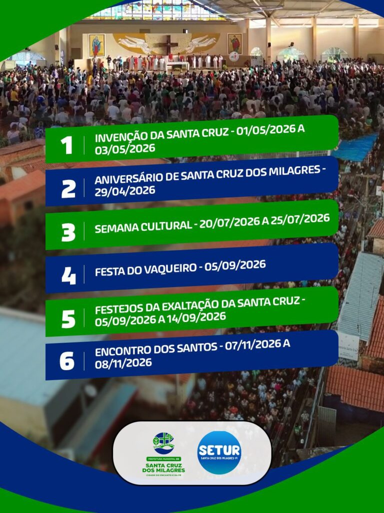Divulgado O Calendário De Eventos Turísticos De Santa Cruz Dos | Calendario Do Santa Cruz 2026