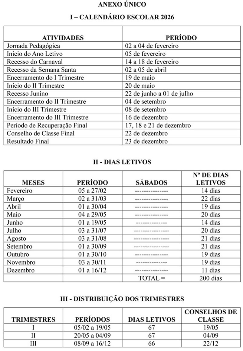 Divulgado O Calendário Escolar De 2026 Em Baixa Grande; Aulas | Calendario Escolar 2026 Bahia