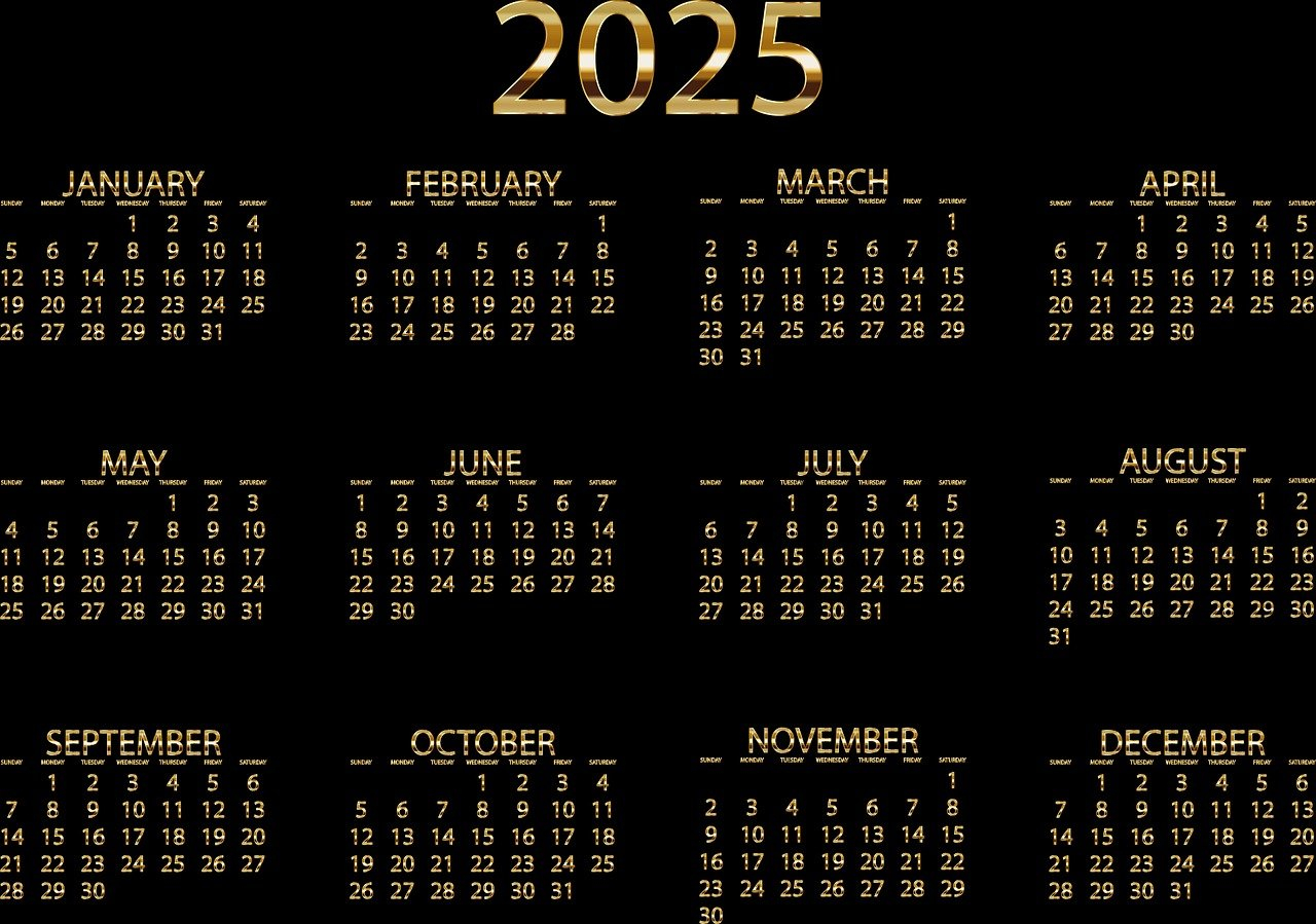 Download Calendar, 2025, Date. Royalty-Free Vector Graphic - Pixabay | Calendário 2025 Download