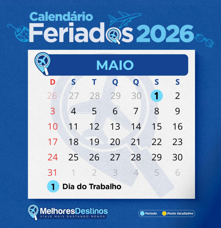 Calendario maio de 2026