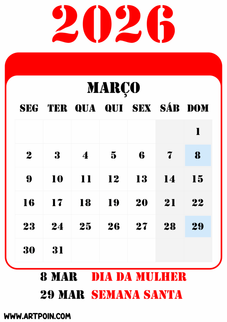 Calendario mes de marco de 2026 Calendario mes de marco de 2026