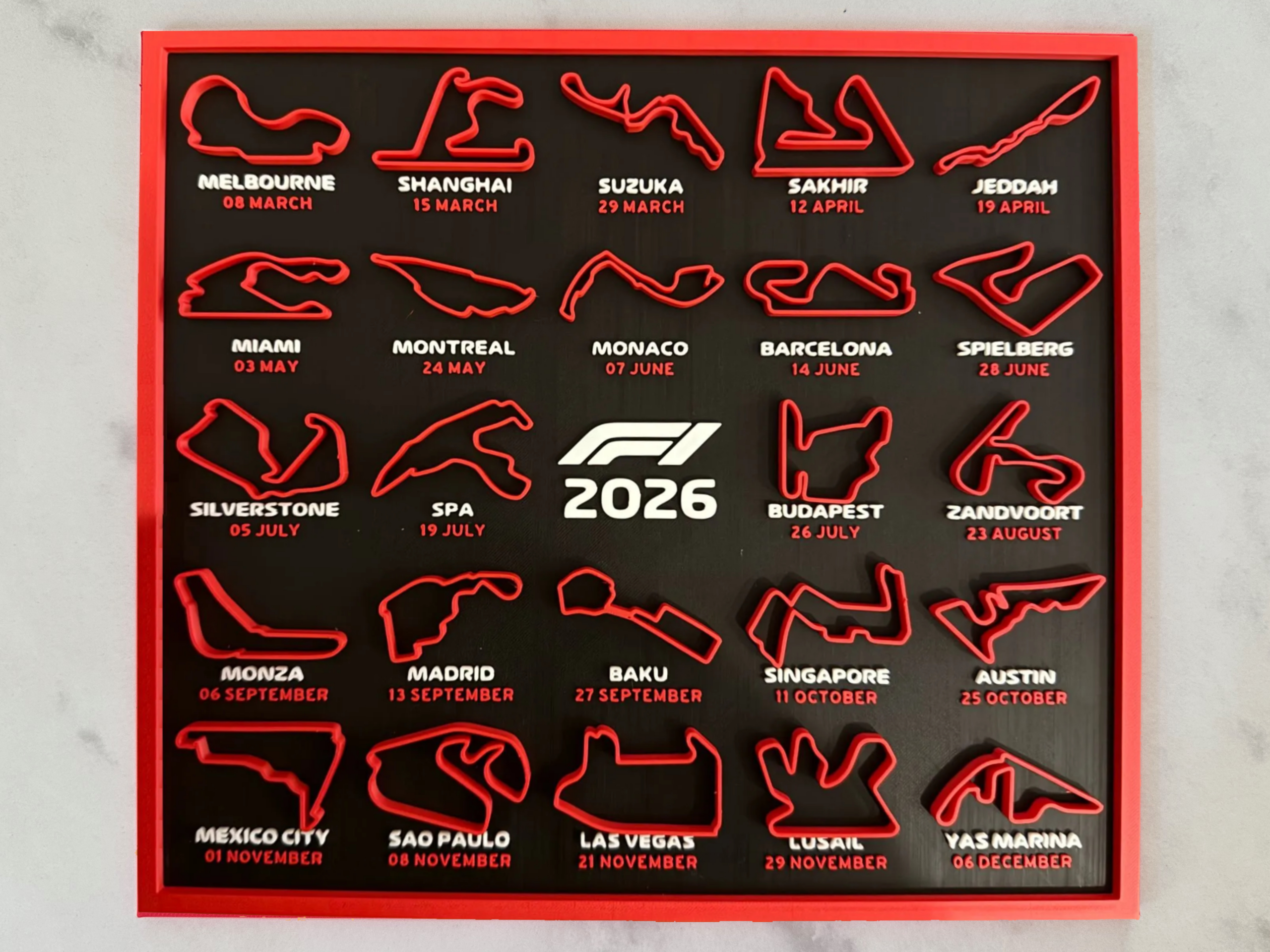 Formel-1-Kalender 2026 – Kostenloses 3D-Druckmodell – Makerworld | Formula 1 Calendario 2026