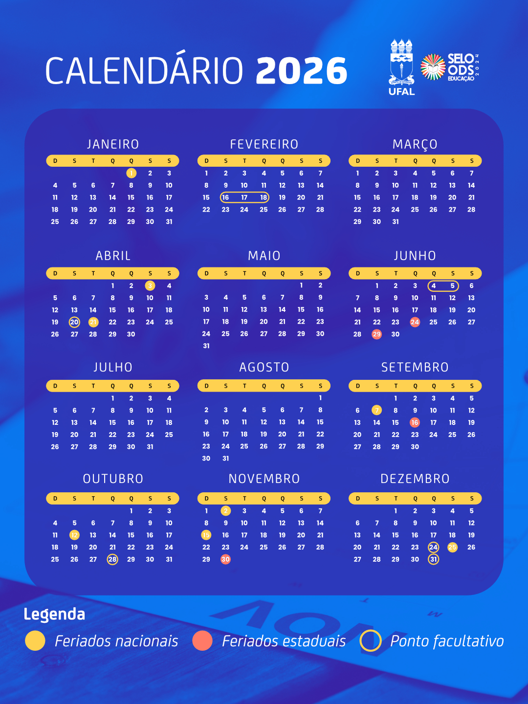 Governo Federal Divulga Lista De Feriados Nacionais E Pontos | Calendario 2026 com feriados nacionais e estaduais