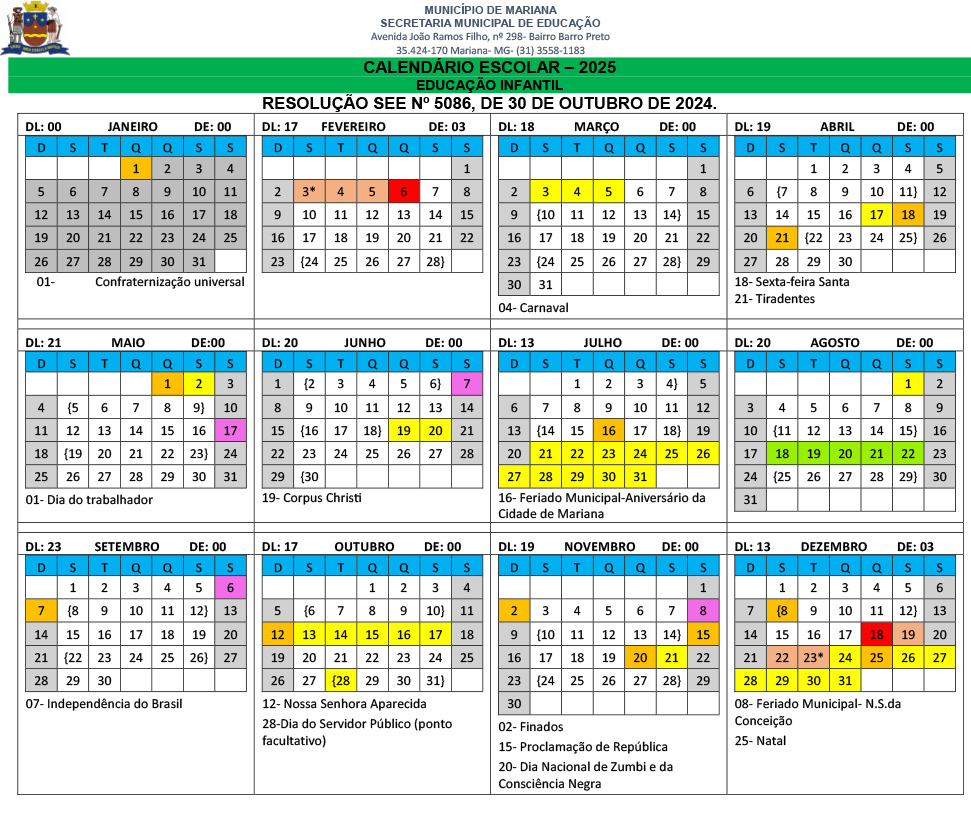 Jornal O Espeto Notícias | Calendário Escolar 2025 Mg