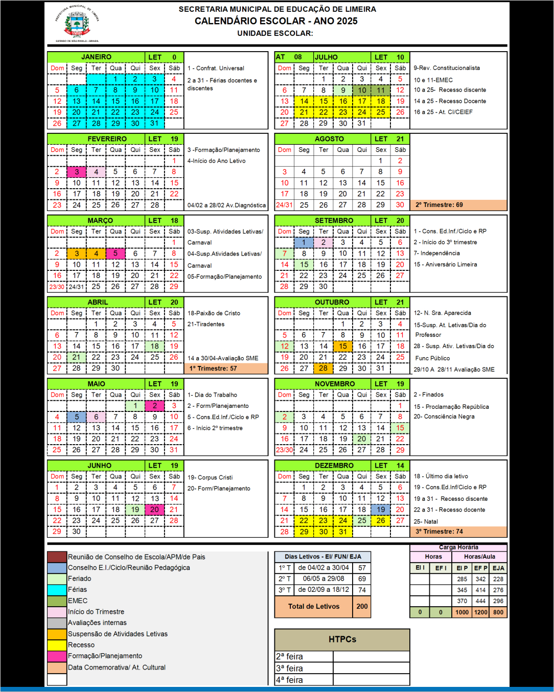 Município: Calendário Escolar 2025 – Cpp Limeira | Calendario Escolar 2026 Limeira Sp