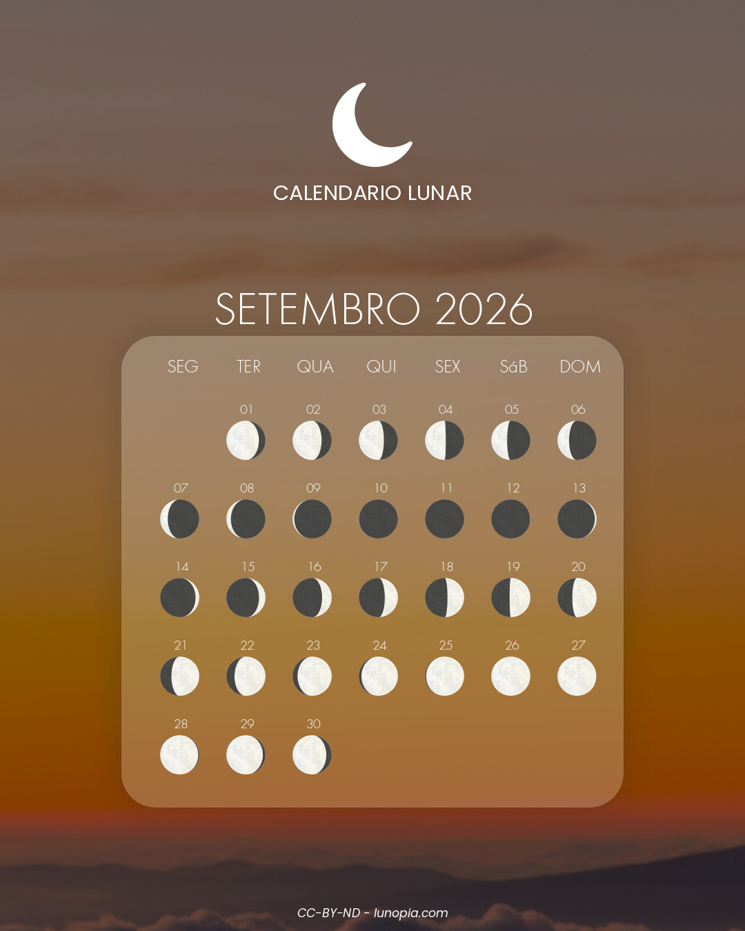 O Calendário Lunar 2026: Consultar Online E Baixar | Calendario Lunar Setembro 2026