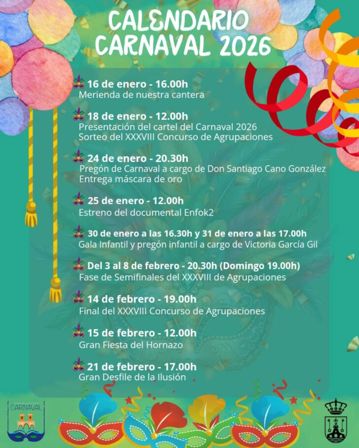Calendario de Carnaval 2026 Calendario de Carnaval 2026