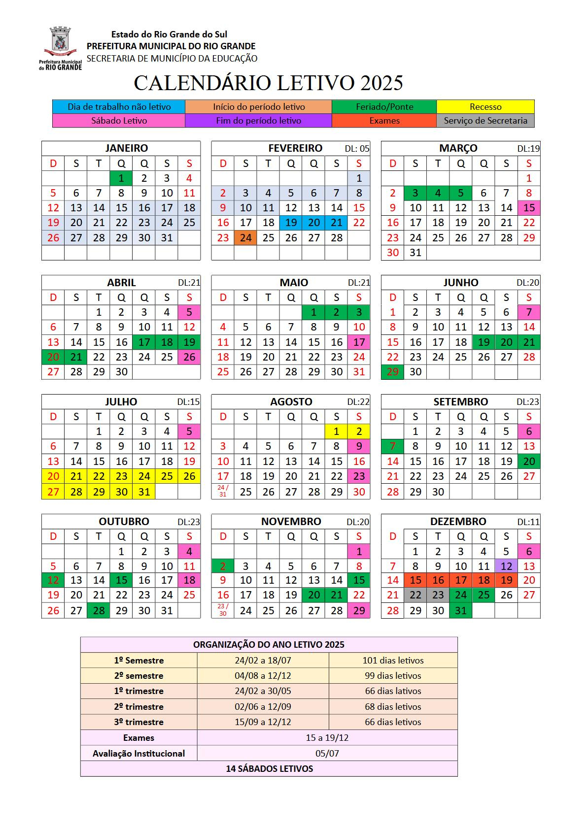 Smed Divulga Calendário Letivo 2025 Rede Municipal | Smed | Calendário Pedagogico De 2025