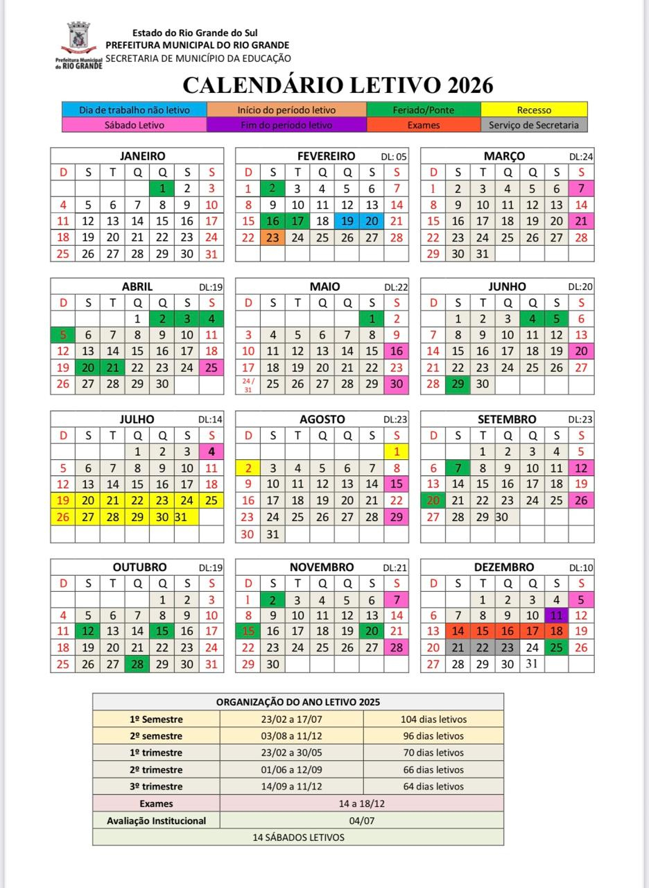 Smed Informa: Calendário Escolar Da Rede Municipal De Ensino 2026 | Calendario escolar municipal 2026
