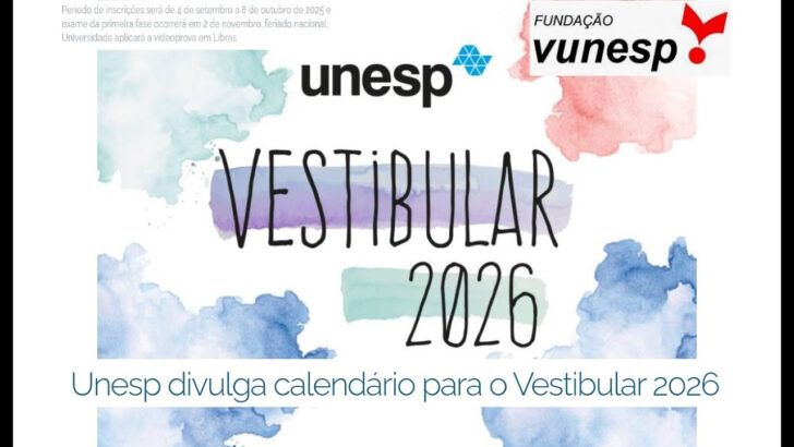 Calendario vestibular UNESP 2026